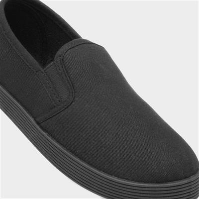 Kids Black Slip On Plimsoll