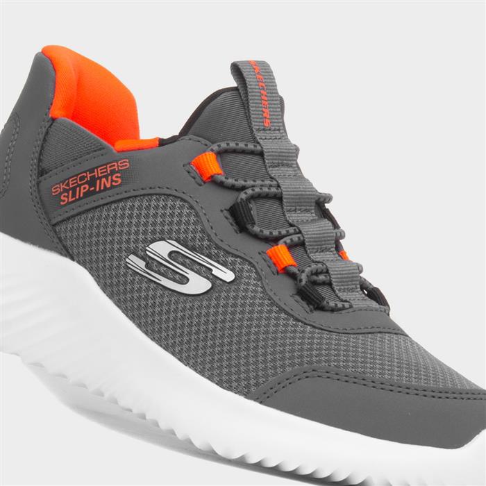 Skechers Slip Ins Bounder Kids Grey Trainer-81324 | shoezone