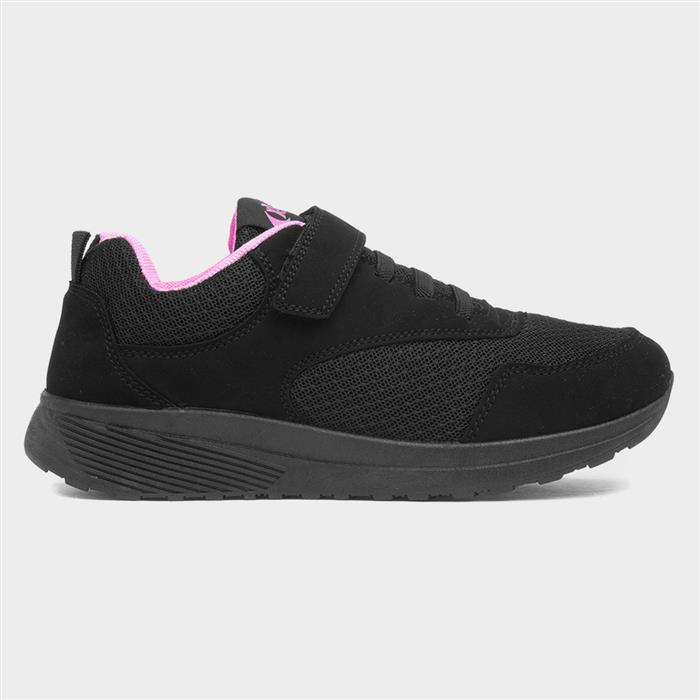 Kids Black Easy Fasten Trainer