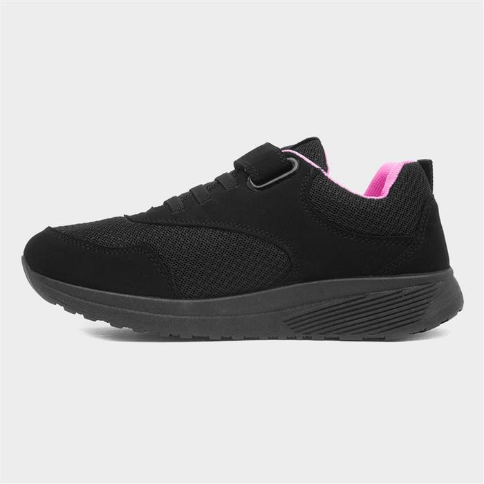 Kids Black Easy Fasten Trainer