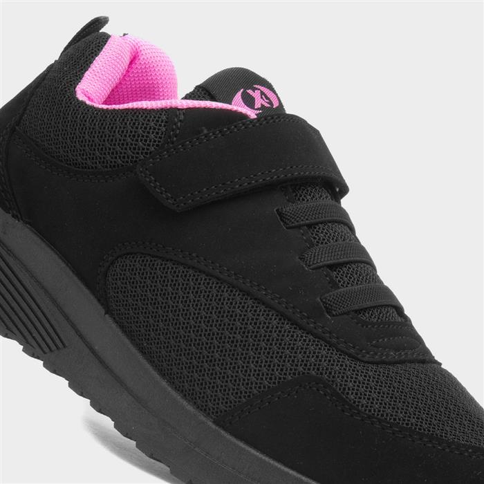 Kids Black Easy Fasten Trainer