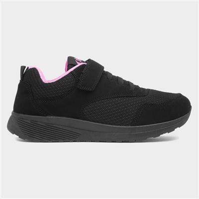 Kids Black Easy Fasten Trainer