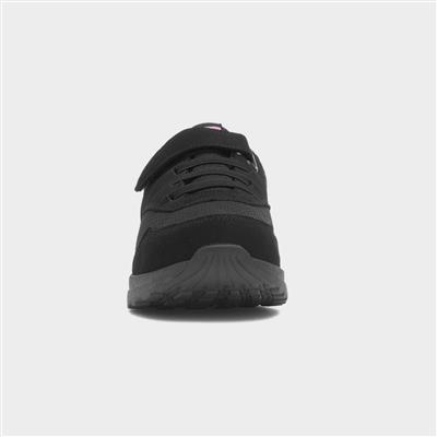 Kids Black Easy Fasten Trainer
