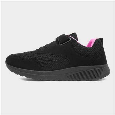 Kids Black Easy Fasten Trainer