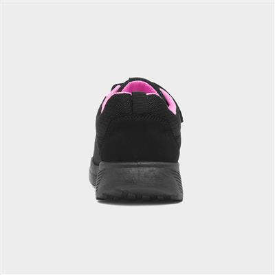 Kids Black Easy Fasten Trainer