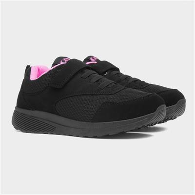 Kids Black Easy Fasten Trainer