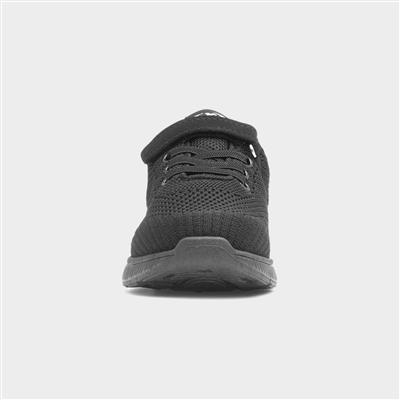 Kids Black Mesh Easy Fasten Trainer