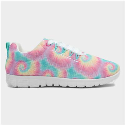 Kids Lace Up Trainer with Tie-Dye Swirl Pattern