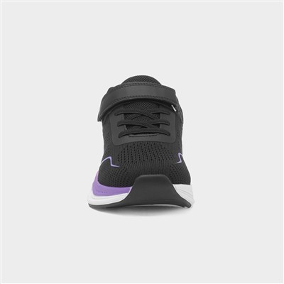 Quantum Kids Black Easy Fasten Trainer