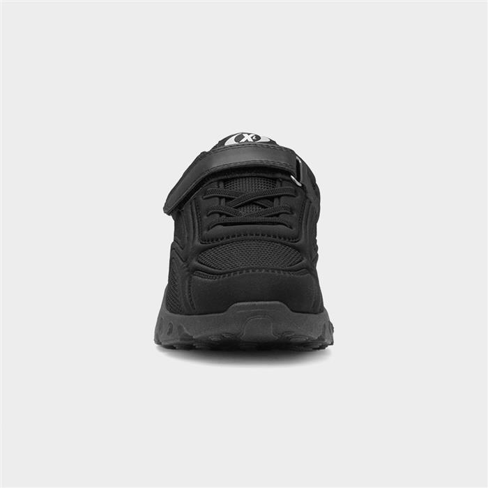 Kids Black Easy Fasten Bubble Heel Trainer