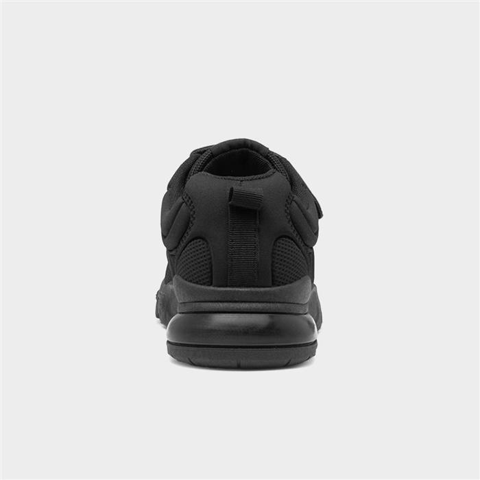 Kids Black Easy Fasten Bubble Heel Trainer