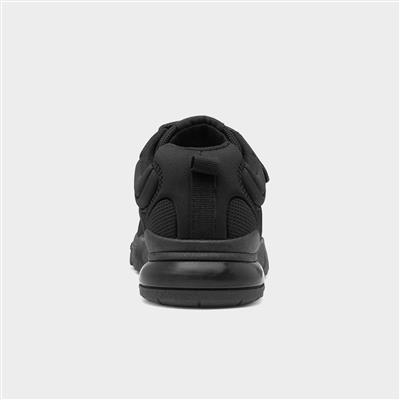 Kids Black Easy Fasten Bubble Heel Trainer