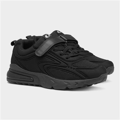Kids Black Easy Fasten Bubble Heel Trainer