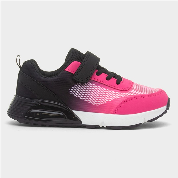 Girls Pink & Black Easy Fasten Trainer