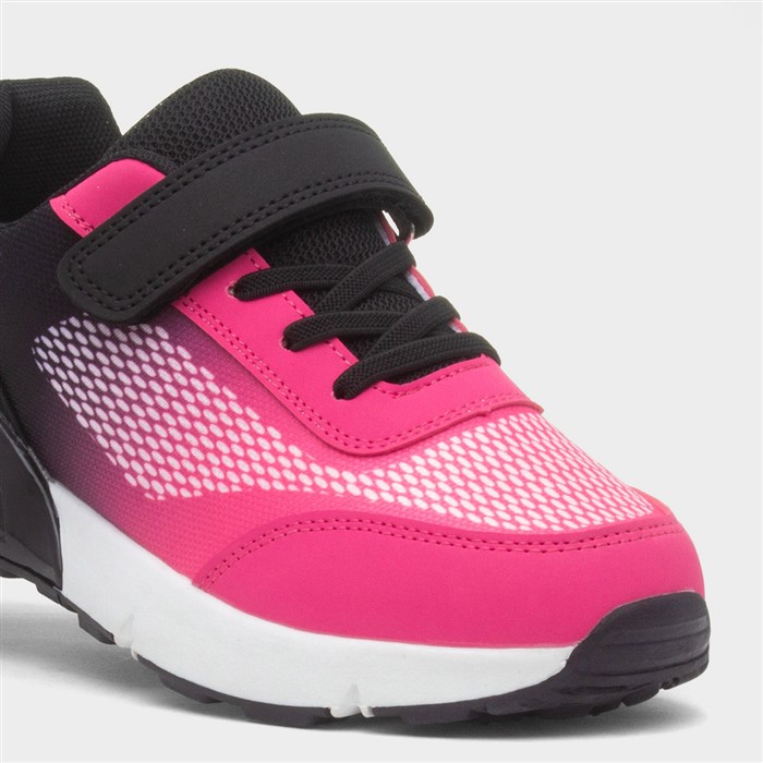 Girls Pink & Black Easy Fasten Trainer
