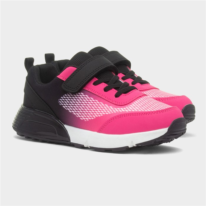 Girls Pink & Black Easy Fasten Trainer