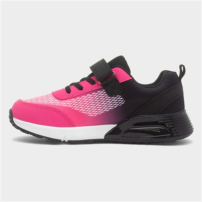 Kids Pink & Black Easy Fasten Trainer