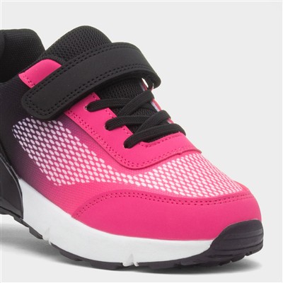 Kids Pink & Black Easy Fasten Trainer