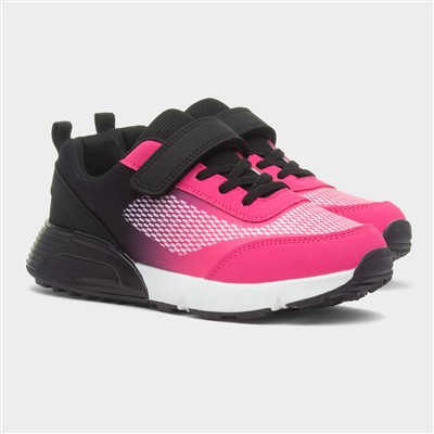 Kids Pink & Black Easy Fasten Trainer