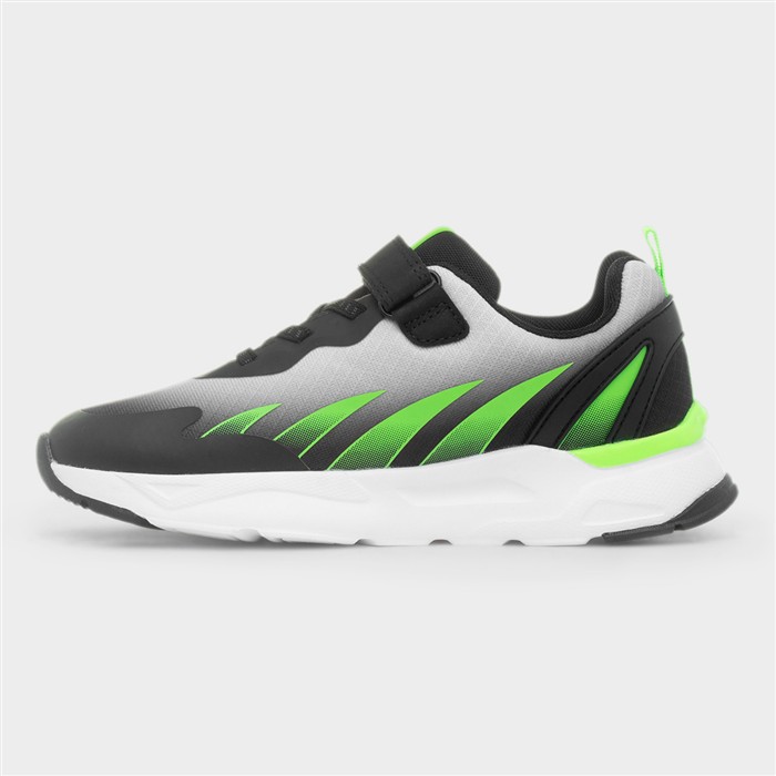 Kids Grey & Lime Easy Fasten Trainer