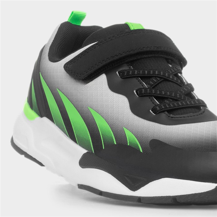 Kids Grey & Lime Easy Fasten Trainer