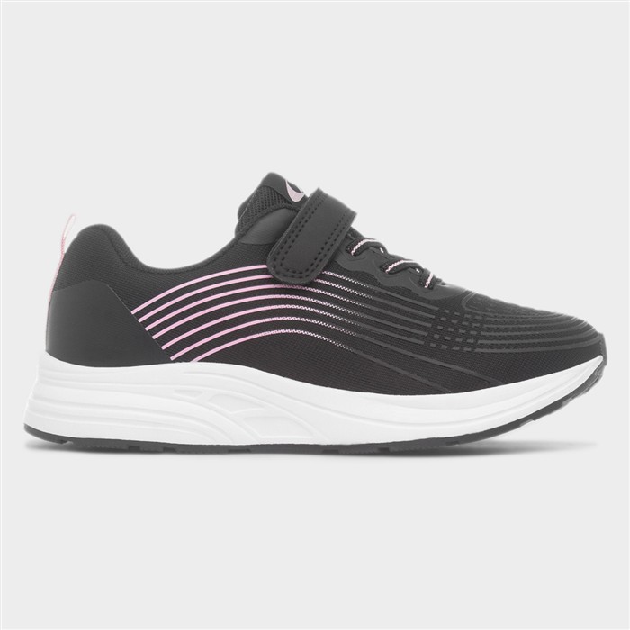 Girls Black & Pink Easy Fasten Trainer