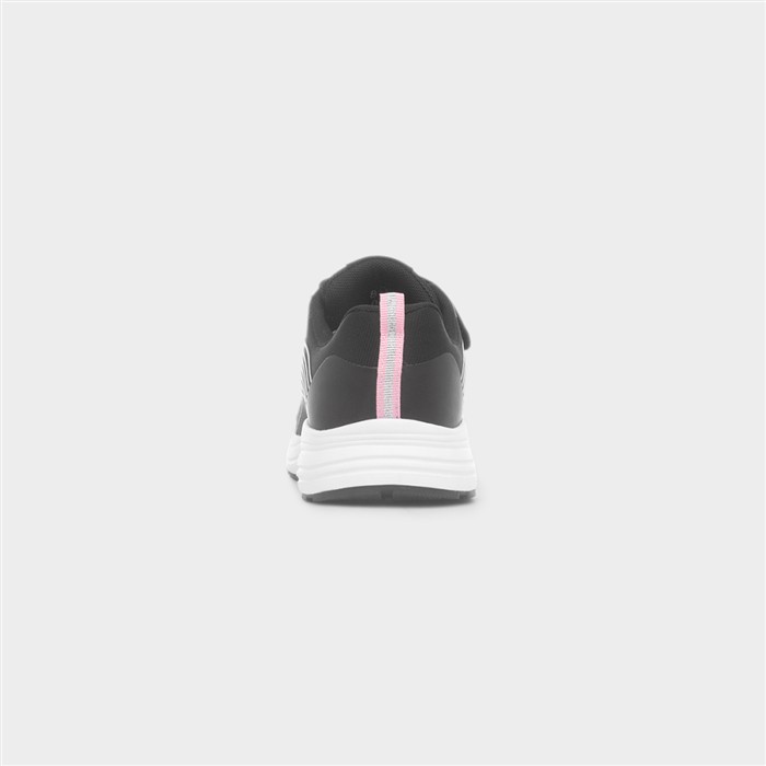 Girls Black & Pink Easy Fasten Trainer