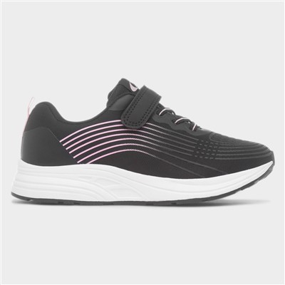 Girls Black & Pink Easy Fasten Trainer