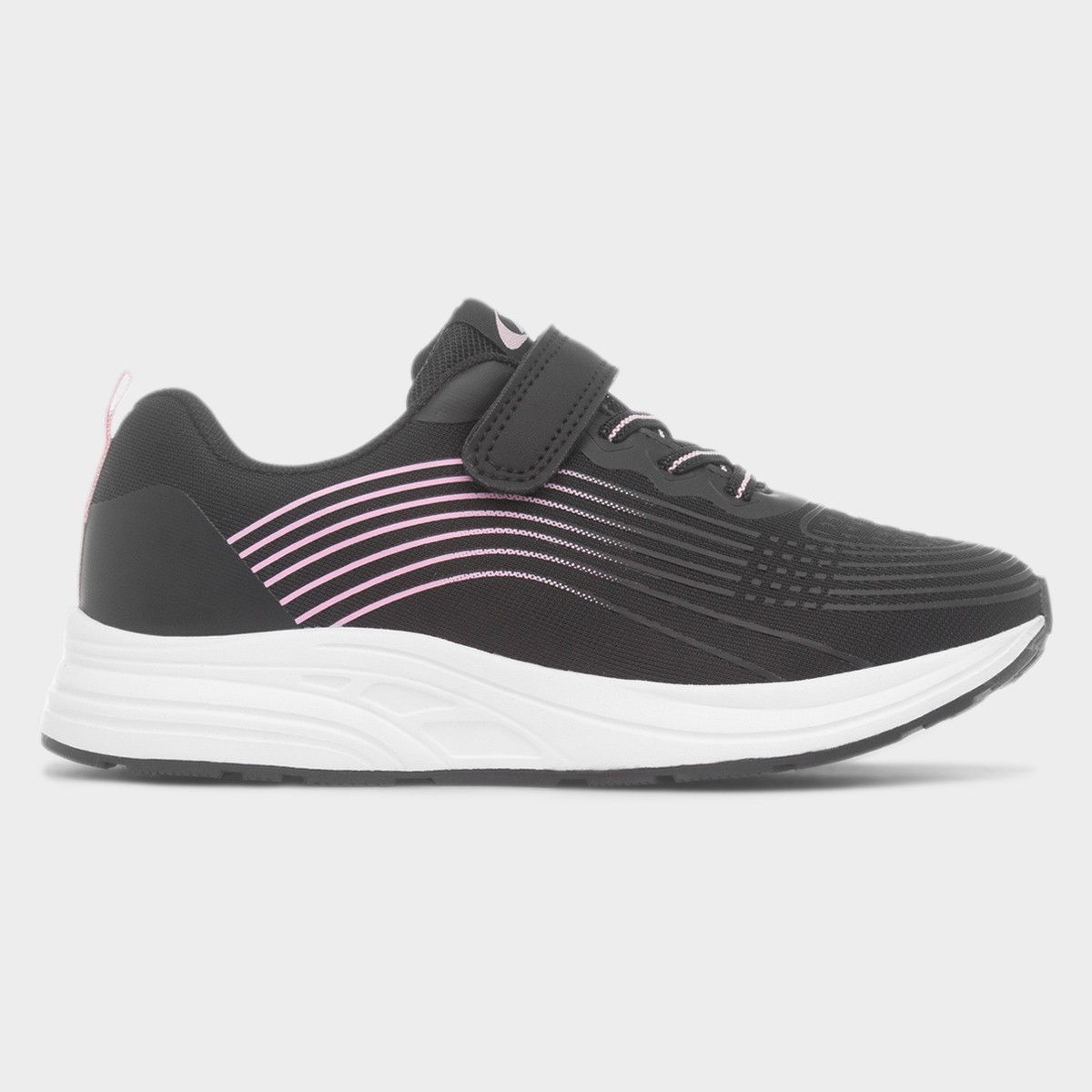 Girls Black & Pink Easy Fasten Trainer