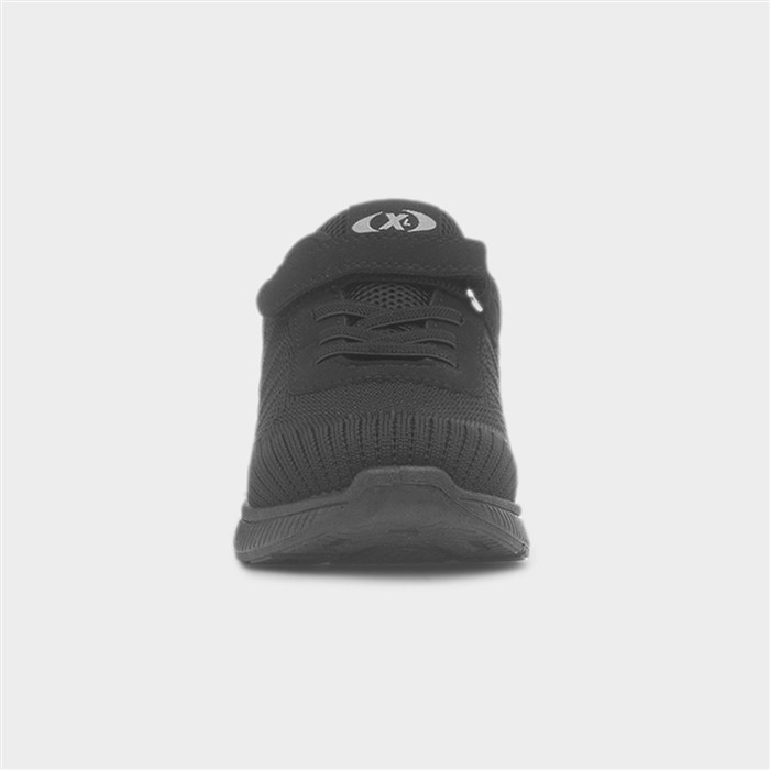 Kids Black Easy Fasten Knitted Trainers