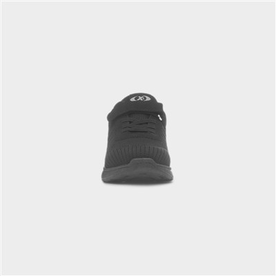 Kids Black Easy Fasten Knitted Trainers