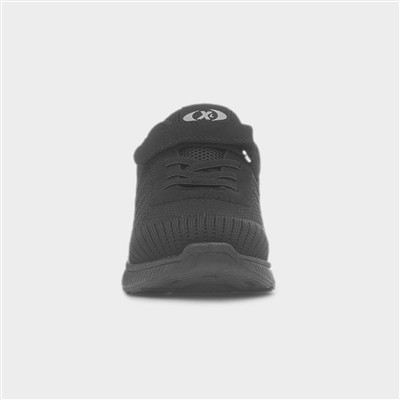 Kids Black Easy Fasten Knitted Trainers