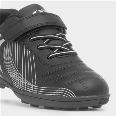 Football Kids Black Easy Fasten Astro Trainer