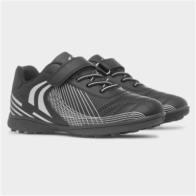 Football Kids Black Easy Fasten Astro Trainer
