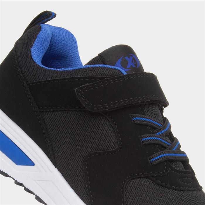 Kids Black & Blue Easy Fasten Trainer