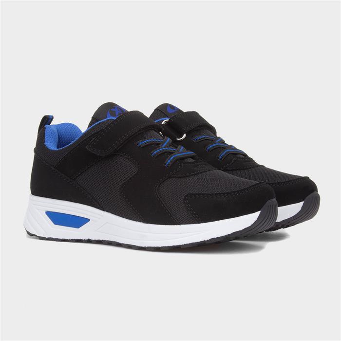 Kids Black & Blue Easy Fasten Trainer