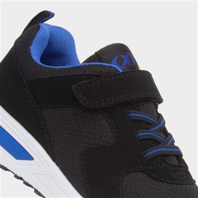 Kids Black & Blue Easy Fasten Trainer