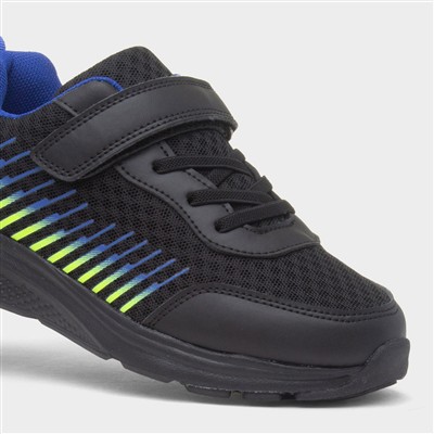Rocket Kids Black Easy Fasten Trainer