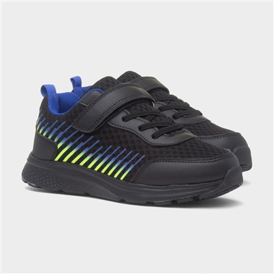 Rocket Kids Black Easy Fasten Trainer