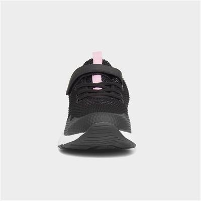 Kids' Black & Pink Easy Fasten Trainer