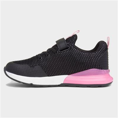 Kids' Black & Pink Easy Fasten Trainer