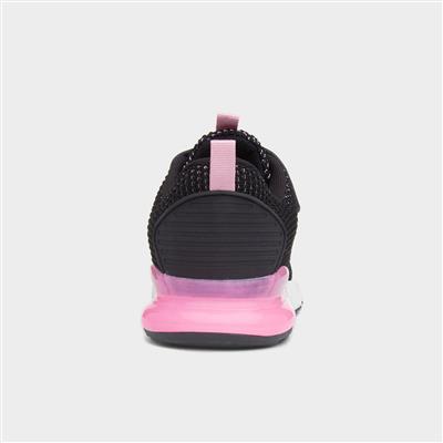Kids' Black & Pink Easy Fasten Trainer