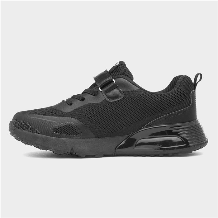 Kids Black Easy Fasten Trainers