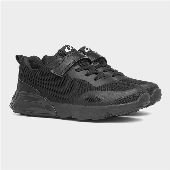 Kids Black Easy Fasten Trainers