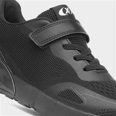 Kids Black Easy Fasten Trainers