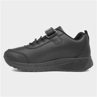 Kids Black Easy Fasten & Bungee Lace Trainer