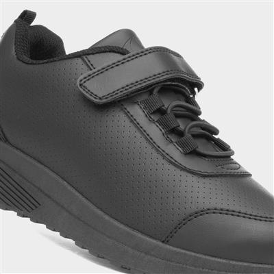 Kids Black Easy Fasten & Bungee Lace Trainer
