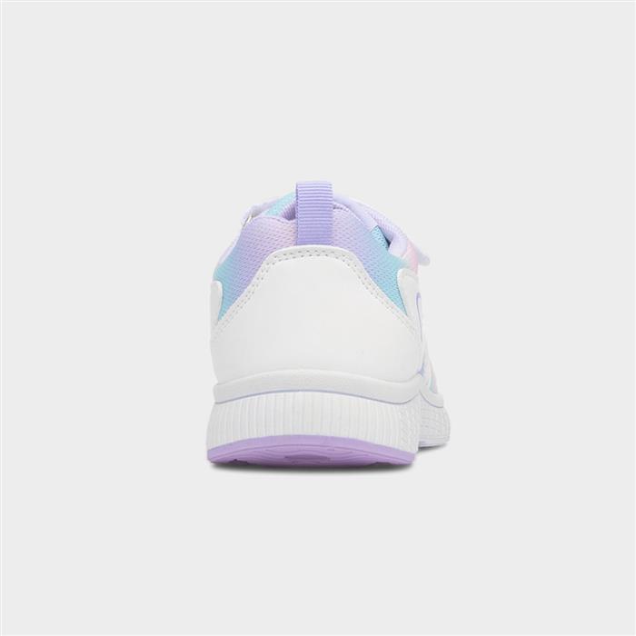 Girls White & Lilac Easy Fasten Trainer