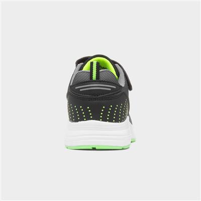 Kids Black & Grey Easy Fasten Trainer