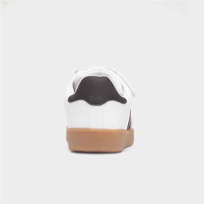 Kids White & Black Easy Fasten Trainer